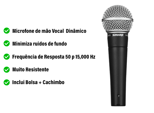 Shure SM58 LC - O Microfone mais vendido do MUNDO Shure SM58 LC - O Microfone mais vendido do MUNDO